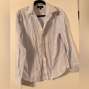 Blue and White Checkered Button-Up Shirt